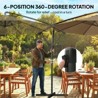 Outsunny 3 m Garden Cantilever Parasol with Cover, Round Overhanging Umbrella with 360° Rotation, Tilt, Khaki(m-6)