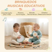 AIYAPLAY Instrumentos Musicais Infantis 10 Peças Brinquedos Musicais de Madeira Montessori Conjunto de Percussão Multicolorido(m-5)