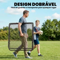 SPORTNOW Baliza Dobrável Rede de Treino de Futebol com Ângulo Ajustável em 5 Níveis com Estrutura de Aço 120x73x112 cm Preto(m-6)