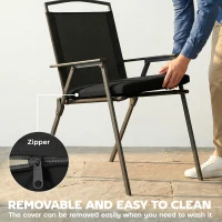 Outsunny Outdoor Seat Cushions Set of 2 with Ties, Waterproof Garden Seat Pads, Black(m-7)