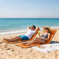 Outsunny Set of Two Metal Frame Beach Chairs, with Reclining Backs - Orange(m-2)