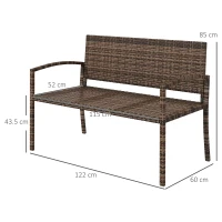 Outsunny All Weather Wicker Garden Loveseat, 2 Seater Poly Rattan Garden Bench, Outdoor Seating Bench Brown(m-3)