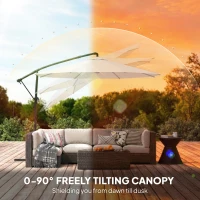 Outsunny 3 m Garden Cantilever Parasol with Cover, Round Overhanging Umbrella with 360° Rotation, Tilt, Cream White(m-5)