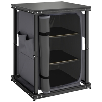 Outsunny Camping Camping Cupboards, Folding Portable Kitchen Table with 3-Tier Storage, Black