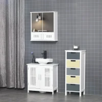 kleankin Meuble sous lavabo + armoire murale de salle de bain avec miroir avec étagère réglable poignées alliage aluminium(m-10)