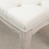 HOMCOM Lot de 2 banc Banquette capitonnée Style Classique 110 cm Bout de lit Rembourrée en lin piètement Bois hévéa sculpté(m-8)