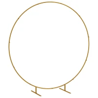 Outsunny 222cm Gold Tone Backdrop Stand, Round Metal Wedding Arch for Birthday Party, Bridal Shower, Graduation, Ceremony(m-1)