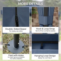 Outsunny 3 x 3(m) Patio Gazebo Canopy Garden Pavilion Tent Shelter Marquee with 2 Tier Roof, Netting and Curtains, Dark Blue(m-5)