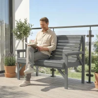 Outsunny 2 Seater Wooden Garden Bench, Slatted Patio Bench with Armrest and Backrest, Outdoor Furniture for Indoor, Balcony(m-9)