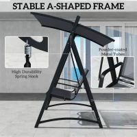 Outsunny 3 Seater Swing Chair, Garden Swing Bench with Adjustable Tilting Canopy, Breathable Mesh Seat 360 kg Capacity, Grey(m-5)