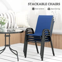 Outsunny Five-Piece Steel Patio Set, with Glass-Top Table - Dark Blue(m-4)