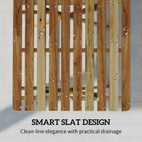 Outsunny Outdoor Coffee Table Foldable Wooden Garden Table for Patio Balcony Natural Wood(m-6)