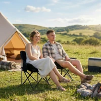 Outsunny Folding Camping Chair, Stalowe nogi, Torba, Idealny na plażę(m-7)