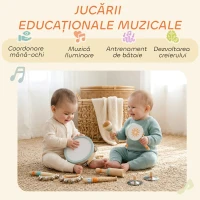 AIYAPLAY Instrumente Muzicale pentru Copii, Jucării Muzicale Montessori din Lemn pentru Copii 3+, Set de Percuție cu Tamburină și Maracas, Cadou pentru Fete și Băieți(m-5)