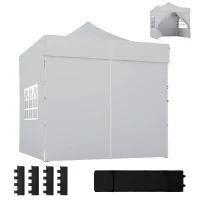 Outsunny 3 x 3 m Pop Up Gazebo with Sidewalls, UPF50+ Heavy Duty Garden Party Tent Marquee with Wheeled Carry Bag, Silver Grey(m-11)