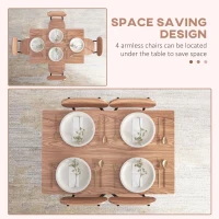 HOMCOM Zestaw jadalniany 5-częściowy, stół z 4 krzesłami, z półką(m-5)