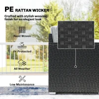 Outsunny 5 Seater Rattan Garden Furniture Set with Wide Armrests, Cushions, Pillows for Patio, Dark Grey(m-5)