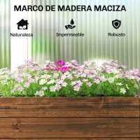 Outsunny Jardinera Exterior de Madera con Ruedas con Orificio de Drenaje y Tela no Tejida Macetero 60x30x41 cm Marrón Oscuro(m-6)