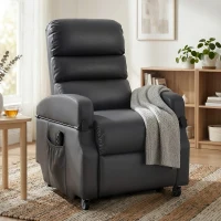 HOMCOM Elektrische tv-stoel met opsta-hulp, relaxstoel met afstandsbediening, voetsteun en ligfunctie, donkergrijs(m-10)