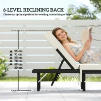 Outsunny Single Folding Rattan Sun Lounger, with Cushion - Black(m-5)