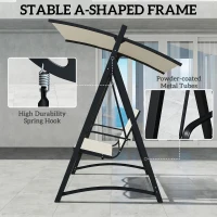Outsunny 3 Seater Swing Chair, Garden Swing Bench with Adjustable Tilting Canopy, Breathable Mesh Seat 360 kg Capacity, White(m-5)