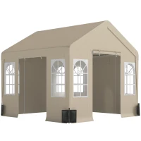 Outsunny 3 x 3 m Party Tent, Outdoor Canopy Tent Shelter with Removable Sidewalls, 4 Zipped Doors, for Parties, Wedding, Beige(m-1)