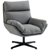 HOMCOM Accent Chair with 360 Swivel Armchair for Living Room with Padded Cushion Dark Grey(m-1)
