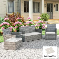 Outsunny Outdoor Seat Cushion Pads for Rattan Furniture, 3 PCs Garden Furniture Cushions, Cream White(m-9)