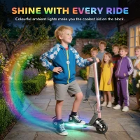 SPORTNOW Folding Electric Scooter for Kids, with Dual Brakes, Front Suspension, LED Colourful Lights, Pink(m-5)