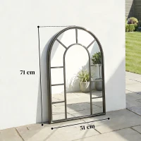 Outsunny Arched Mirror, Shatterproof Acrylic Windowpane Wall Mounted Mirror with Robust Metal Frame, 71 x 51 cm, Black(m-3)