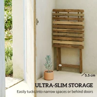 Outsunny Outdoor Coffee Table Foldable Wooden Garden Table for Patio Balcony Natural Wood(m-5)