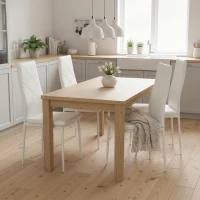 HOMCOM Lot de 4 chaises de salle à manger avec dossier haut, revêtement synthétique et pieds en acier, blanc(m-10)