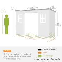 Outsunny 10 x 4 ft Resin Garden Shed, Outdoor Storage Shed with Floor, Windows, Lockable Doors and Vents, Grey(m-3)