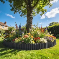 Outsunny Metal Garden Edging Border, 8 in x 21.3 ft Corrugated Heavy Duty Galvanised Steel Lawn Edging, Dark Grey(m-8)