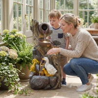 Outsunny 5-Tier Outdoor Waterfall Fountain, Freestanding Self-Contained Cascading Water Feature Garden Landscape(m-8)