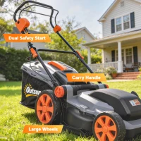 Outsunny 1800W Electric Lawnmower with 40cm Cutting Width, Mulching Feature, 50L Grass Collection Bag, 6 Cutting Heights(m-9)