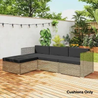 Outsunny 7-Piece Patio Furniture Cushions, Outdoor Loveseat Cushion with Removable Covers for Rattan Furniture, 60x60 cm, Black(m-9)