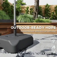 Outsunny Garden Parasol Base with Wheels, Telescopic Handle, 72 kg /45 kg Fillable Sun Umbrella Base Parasol Stand, Black(m-6)