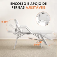 HOMCOM Marquesa de Massagem Dobrável Portátil de 3 Secções com Encosto Ajustável Apoio de Cabeça e Braços 182x82x68 cm Branco(m-4)