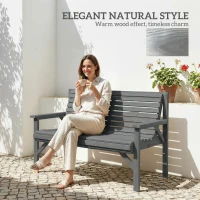 Outsunny 2 Seater Wooden Garden Bench, Slatted Patio Bench with Armrest and Backrest, Outdoor Furniture for Indoor, Balcony(m-7)