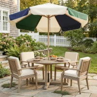 Outsunny Ombrellone da Giardino con Telaio Effetto Legno, Tettuccio a Blocchi di Colore con 8 Stecche, UV 30+(m-8)