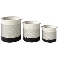 Outsunny Plant Pots Handwoven Cotton Indoor Planters with Waterproof Liner Set of 3 White(m-11)