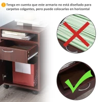 HOMCOM Cajonera de Escritorio con Ruedas Cajón Compartimento Puerta Archivador Móvil para Estudio 40x35x60 cm Café Oscuro(m-7)