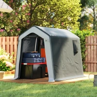 Outsunny 1.8 x 2.4m Garden Storage Shed Tent, Waterproof Portable Shed Shelter for Motorbike, Garden Tools, Bike Storage(m-2)
