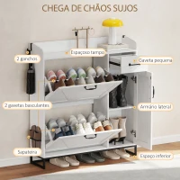 HOMCOM Sapateira Estreito com 2 Compartimentos Rebatíveis Prateleiras Ajustáveis para 12 Pares para Espaços Pequenos 106,7x26x116cm Branco(m-4)