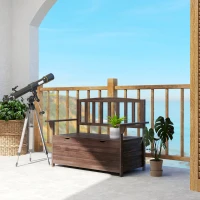 Outsunny Outdoor 2 Seater Garden Bench, Wooden Bench with Storage, Backrest, Arm Rests, 112 x 84 x 58 cm, Brown(m-8)