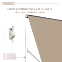 Outsunny Perdea de Soare Rulantă pentru Exterior, Jaluzea de Perete cu Protecție UV, Material Poliester Rezistent, 180x70cm, Bej(m-7)