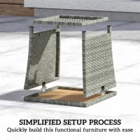 Outsunny Side Table 2-Tier Outdoor Coffee Table with Storage Shelf PS Wood Slat Top/Light Grey(m-7)