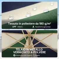 Outsunny Ombrellone da Giardino con Telaio Effetto Legno, Tettuccio a Blocchi di Colore con 8 Stecche, UV 30+(m-5)