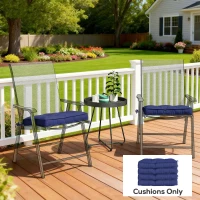 Outsunny Garden Seat Cushion with Ties, 42 x 42cm Replacement Dining Chair Seat Pad, Dark Blue(m-2)